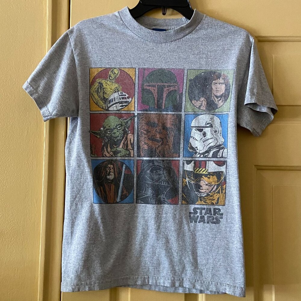 Vintage Star Wars Official 9 Character Youth T-Shirt L